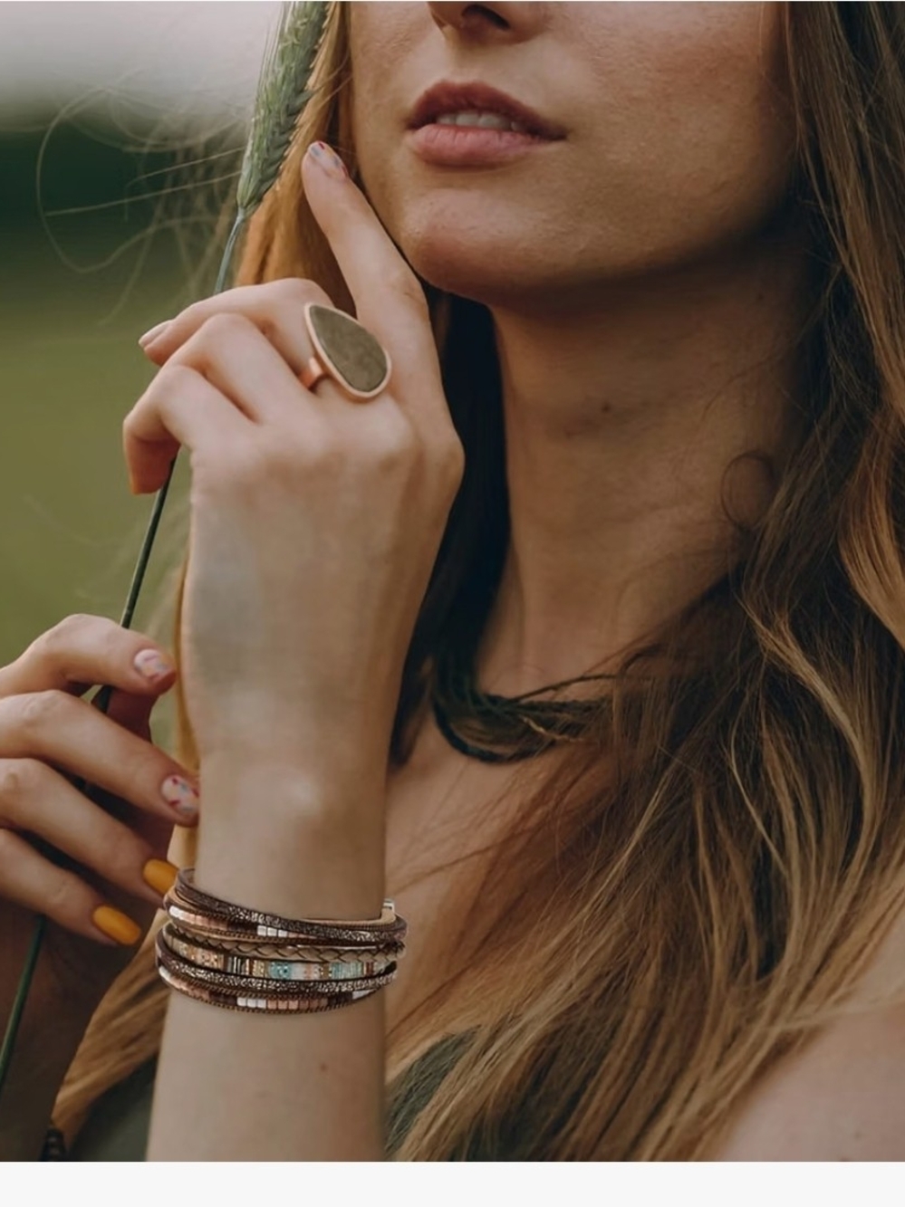 Rose Gold Multi-Strand Beaded Wrap Bracelet